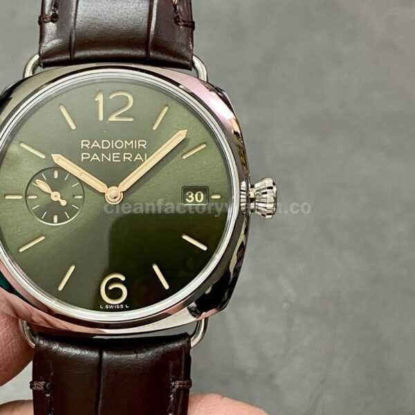 VS Factory Panerai Radiomir Pam 1386 40mm Steel Leather Strap Olive Green Dial