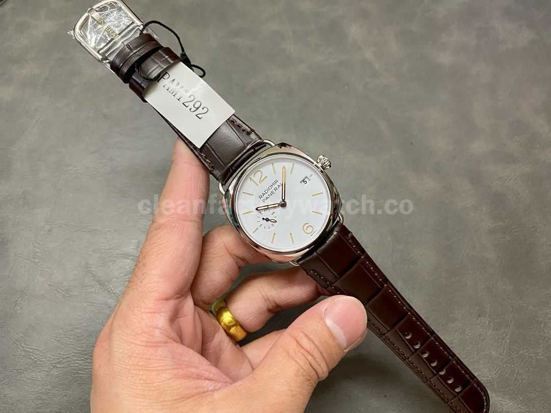 VS Factory Panerai Radiomir Quaranta Automatic Pam 01292 40mm Steel Leather Strap White Dial (4)