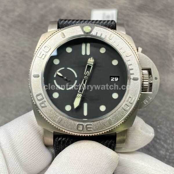 VS Factory Panerai Submersible Pam 00984 47mm Titanium Canvas Strap Black Dial