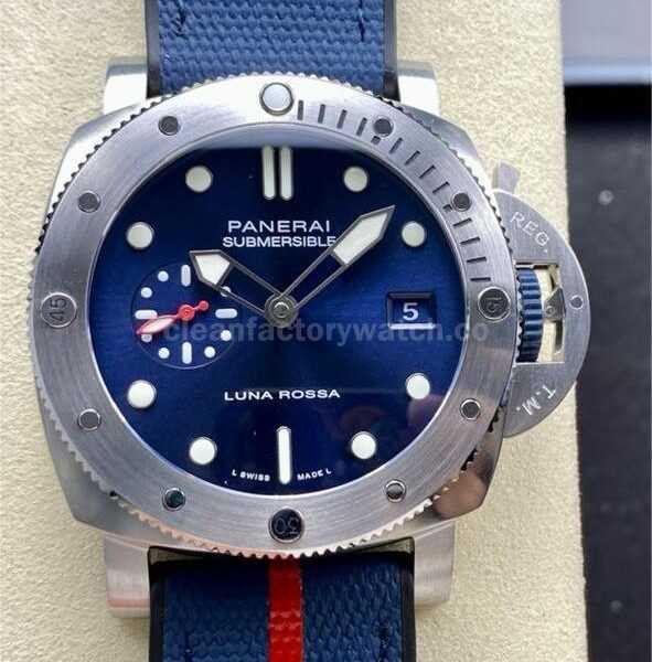 VS Factory Panerai Submersible Quarantaquattro Luna Rossa PAM 01391 44mm Steel Rubber Strap Dial