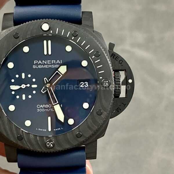 VS Factory Panerai Submersible Quarantaquattro PAM 01232 44mm Carbon Fiber Rubber Strap Blue Dial