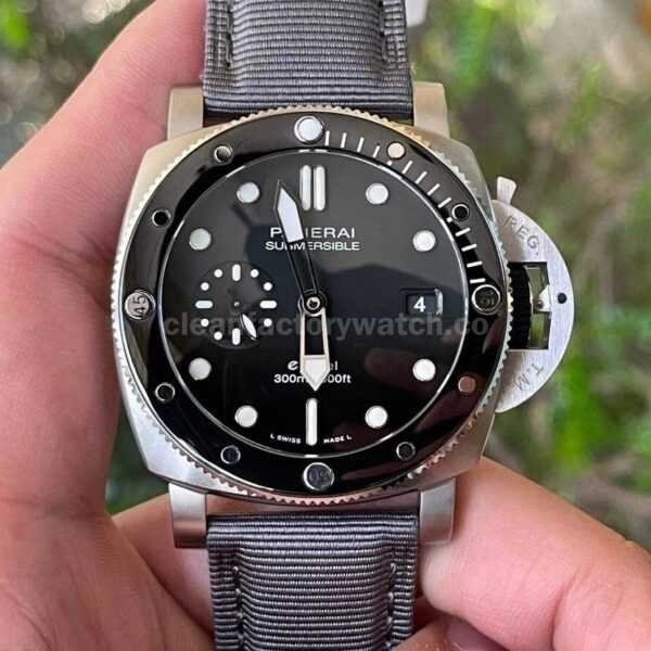 VS Factory Panerai Submersible Quarantaquattro PAM 01288 44mm Steel Canvas Strap Grey Dial