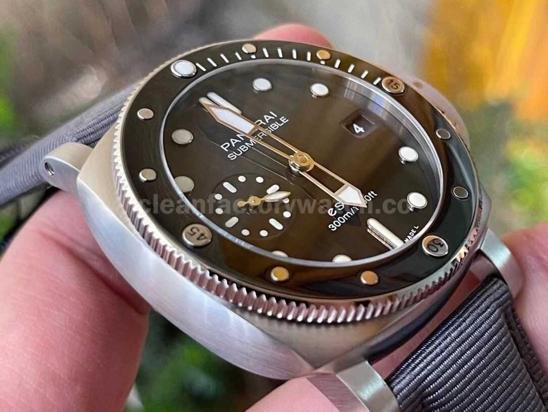 VS Factory Panerai Submersible Quarantaquattro PAM 01288 44mm Steel Canvas Strap Grey Dial (4)
