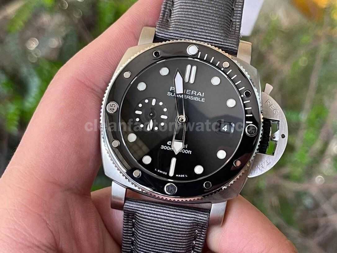 VS Factory Panerai Submersible Quarantaquattro PAM 01288 44mm Steel Canvas Strap Grey Dial (8)