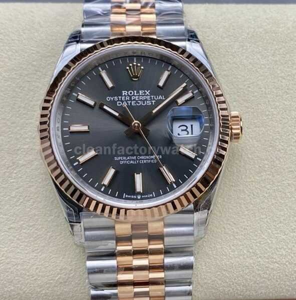 VS Factory Rolex Datejust 126231-0013 36mm Half Rose Gold Grey Dial Jubilee