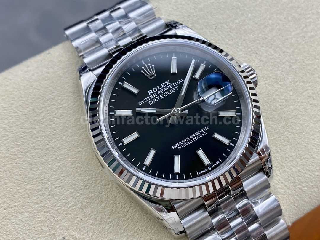 VS Factory Rolex Datejust 126234 0015 36mm Full 904L Black Dial Jubilee (4)