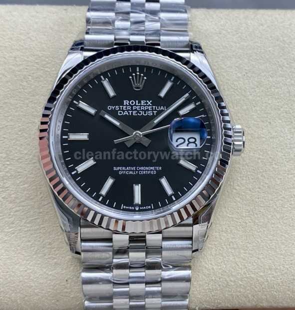 VS Factory Rolex Datejust 126234 0015 36mm Full 904L Black Dial Jubilee (5)