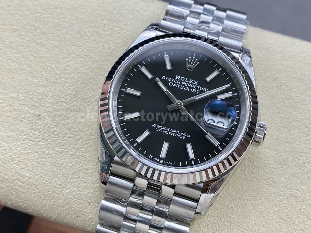 VS Factory Rolex Datejust 126234 0015 36mm Full 904L Black Dial Jubilee (8)