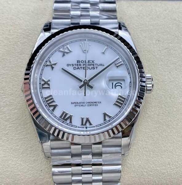 VS Factory Rolex Datejust 126234-0025 36mm Full 904L Roman Numerals White Dial Jubilee