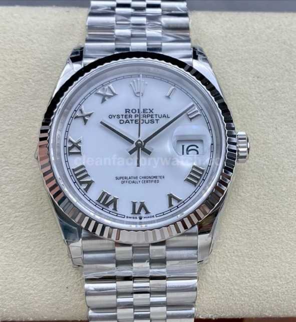 VS Factory Rolex Datejust 126234 0025 36mm Full 904L Roman Numerals White Dial Jubilee (6)