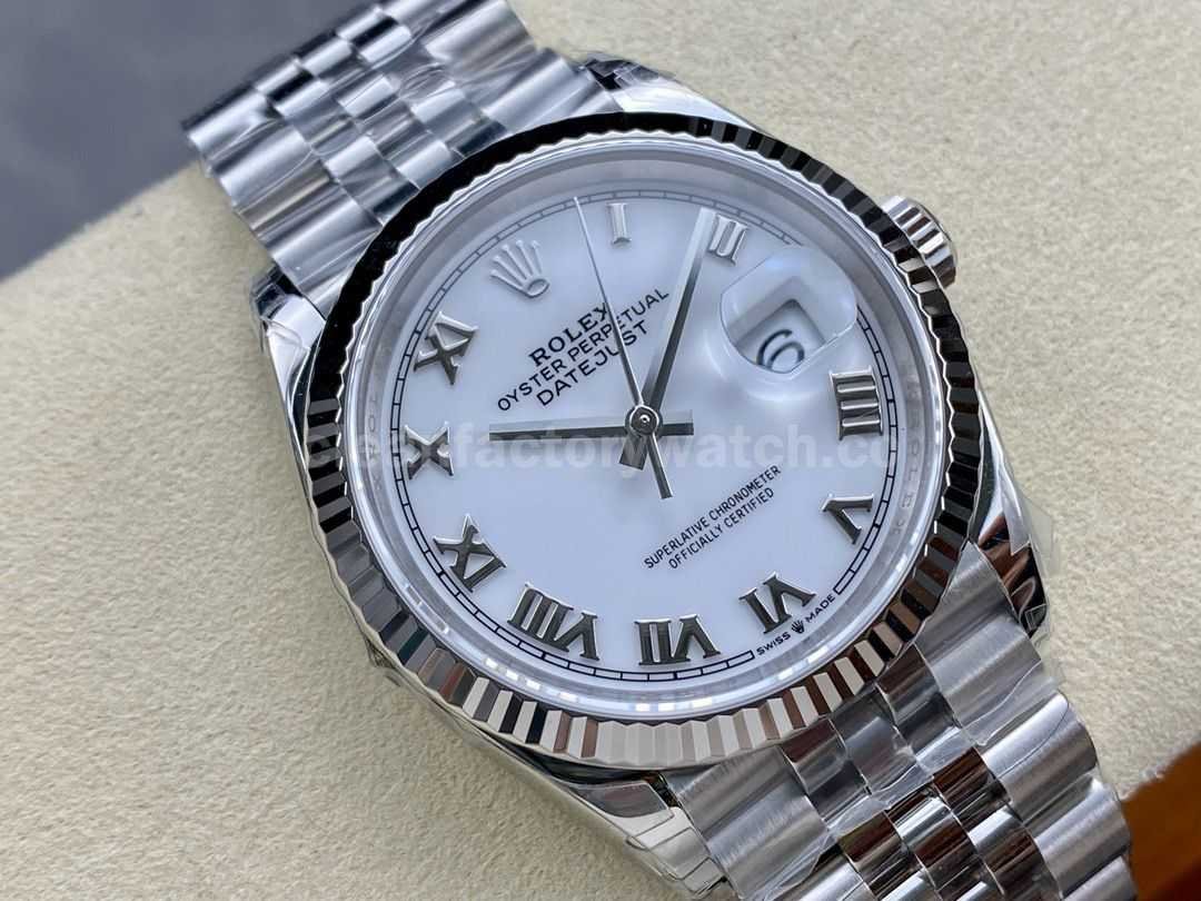 VS Factory Rolex Datejust 126234 0025 36mm Full 904L Roman Numerals White Dial Jubilee (8)