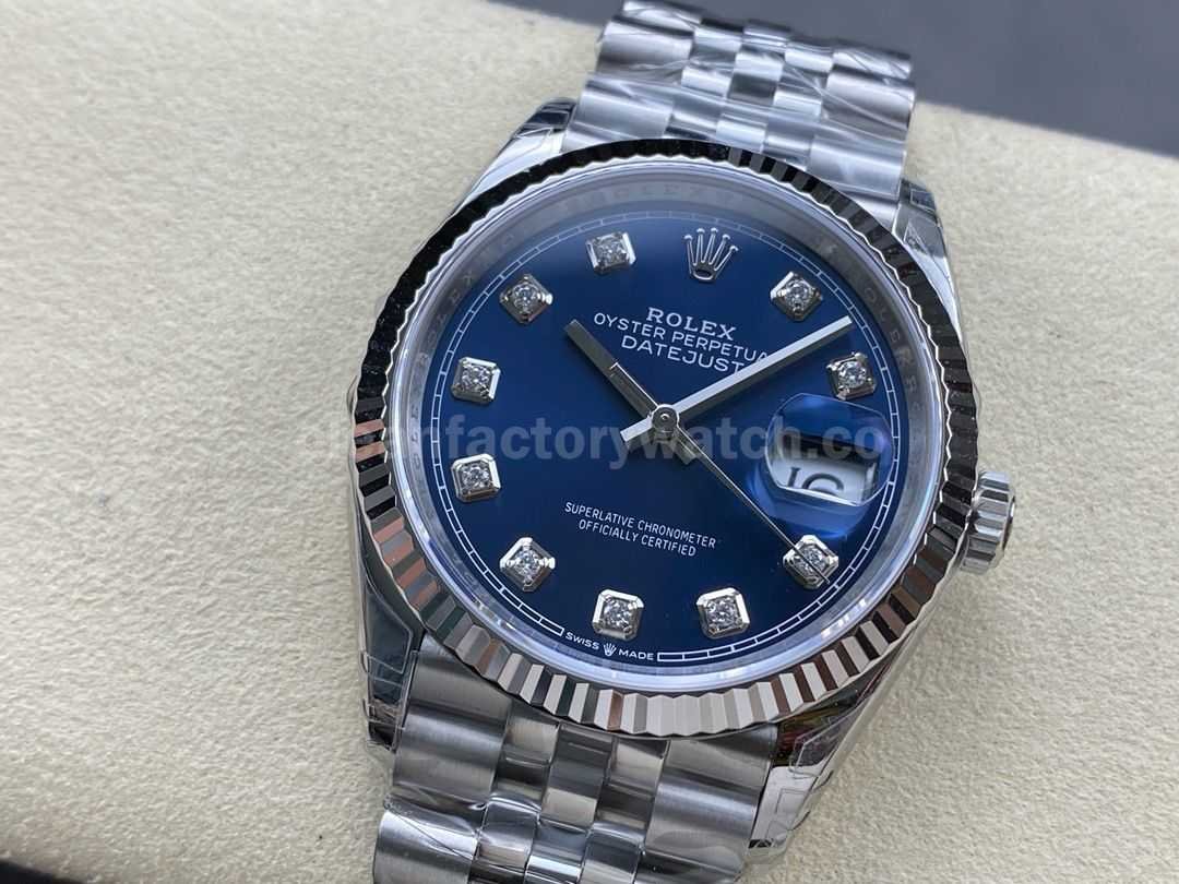 VS Factory Rolex Datejust 126234 0037 36mm Full 904L Diamond Blue Dial Jubilee (1)