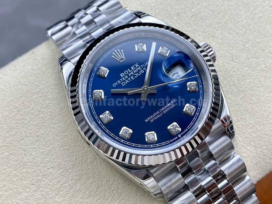 VS Factory Rolex Datejust 126234 0037 36mm Full 904L Diamond Blue Dial Jubilee (8)