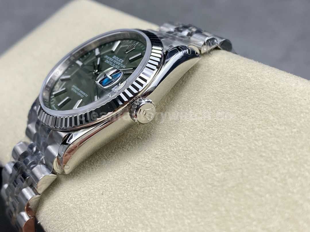 VS Factory Rolex Datejust 126234 0047 36mm Full 904L Olive Green Palm Motif Dial Jubilee (2)