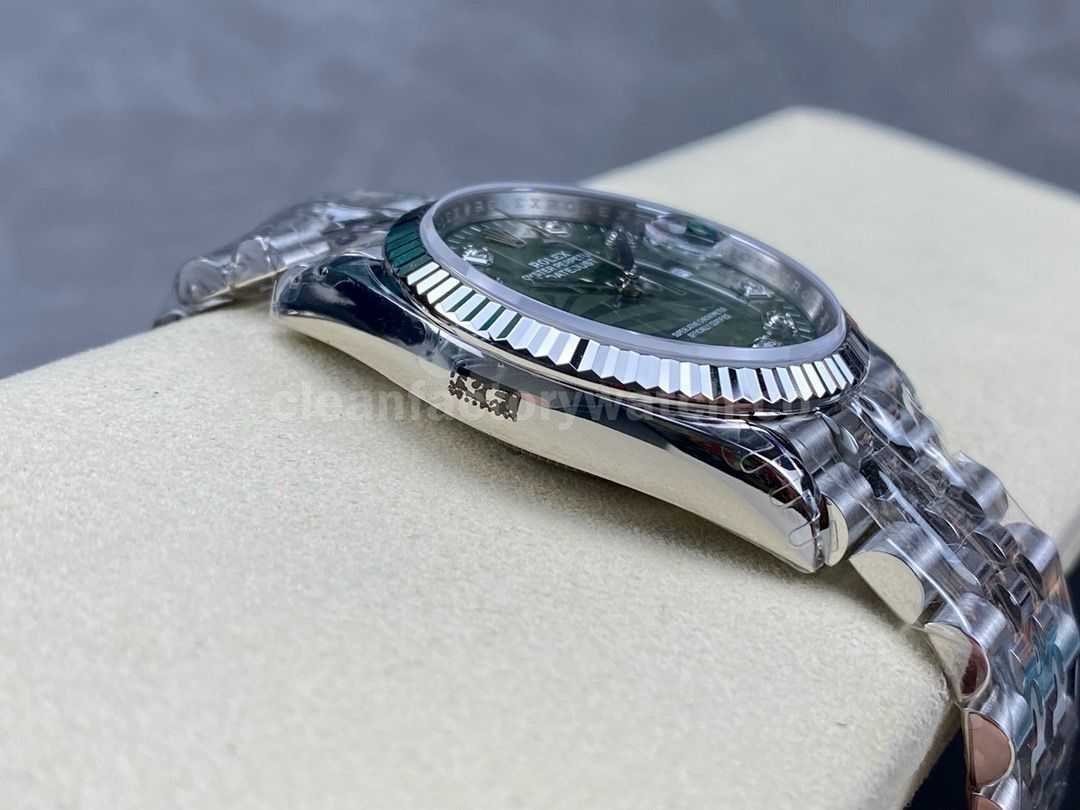 VS Factory Rolex Datejust 126234 0055 36mm Full 904L Diamond Olive Green Palm Motif Dial Jubilee ( (5)