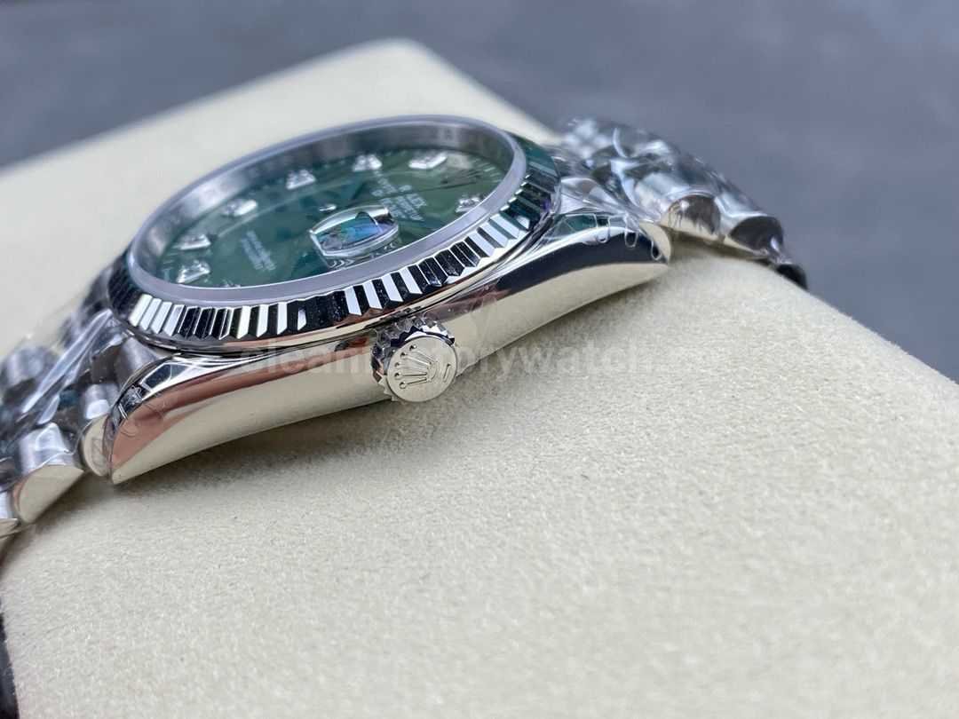 VS Factory Rolex Datejust 126234 0055 36mm Full 904L Diamond Olive Green Palm Motif Dial Jubilee ( (9)
