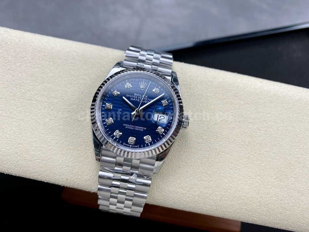 VS Factory Rolex Datejust 126234 0057 36mm Full 904L Diamond Fluted Motif Blue Dial Jubilee (1)
