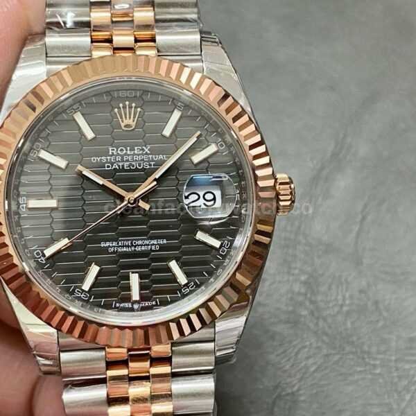 VS Factory Rolex Datejust 126331-0020 41mm Half Rose Gold Slate Motif Grey Dial Jubilee