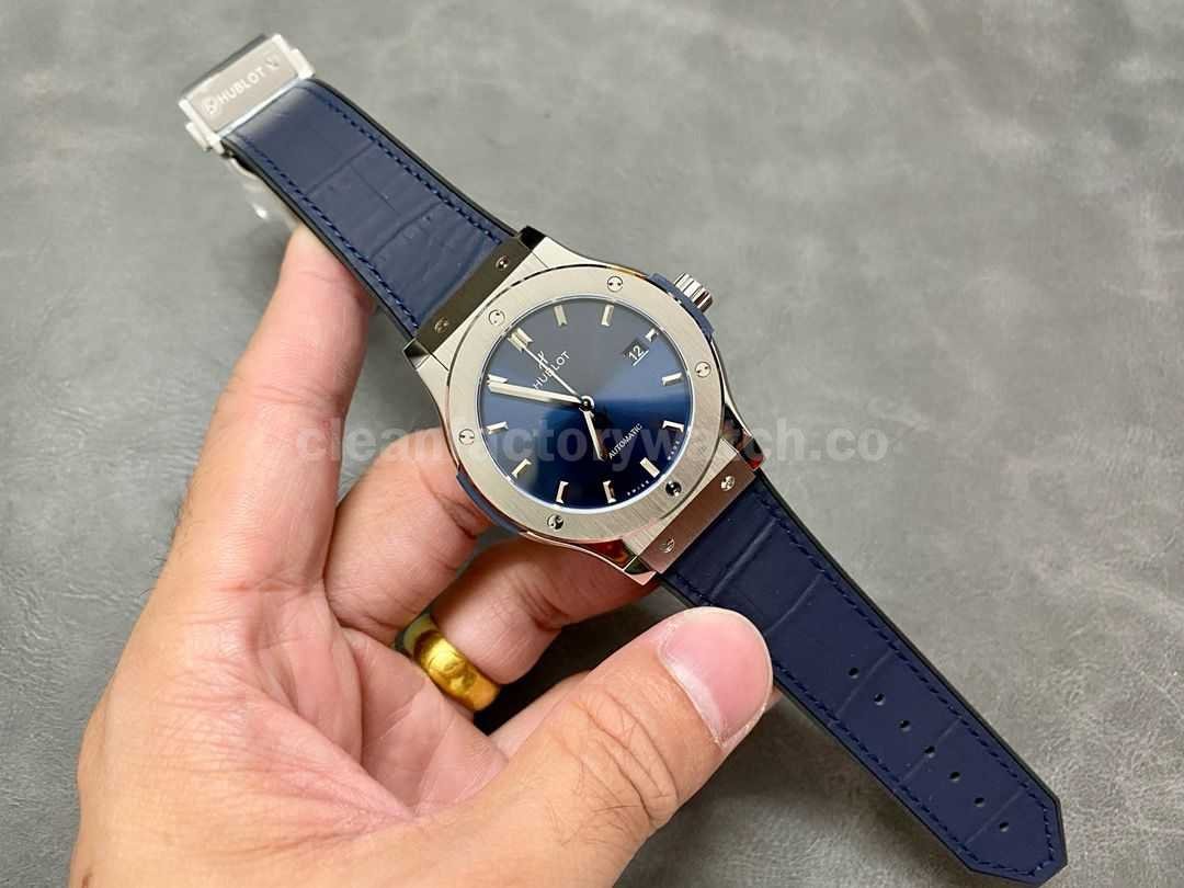 WWF Factory Hublot Classic Fusion Blue 542.NX.7170.LR 42mm Titanium Silicon Strap Blue Dial (7)