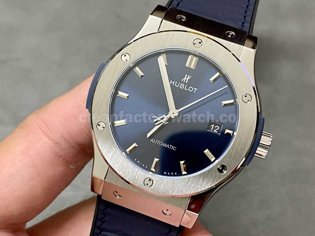 WWF Factory Hublot Classic Fusion Blue 542.NX.7170.LR 42mm Titanium Silicon Strap Blue Dial (8)