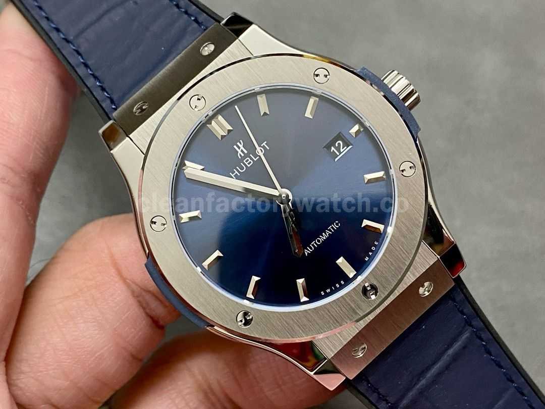 WWF Factory Hublot Classic Fusion Blue 542.NX.7170.LR 42mm Titanium Silicon Strap Blue Dial (9)