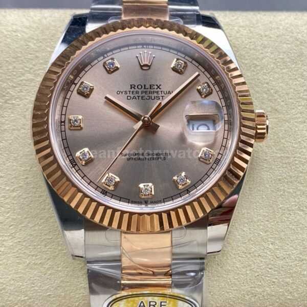 ARF Factory Counterweight Rolex Datejust 126331-0007 41mm Half Rose Gold Diamond Pink Dial
