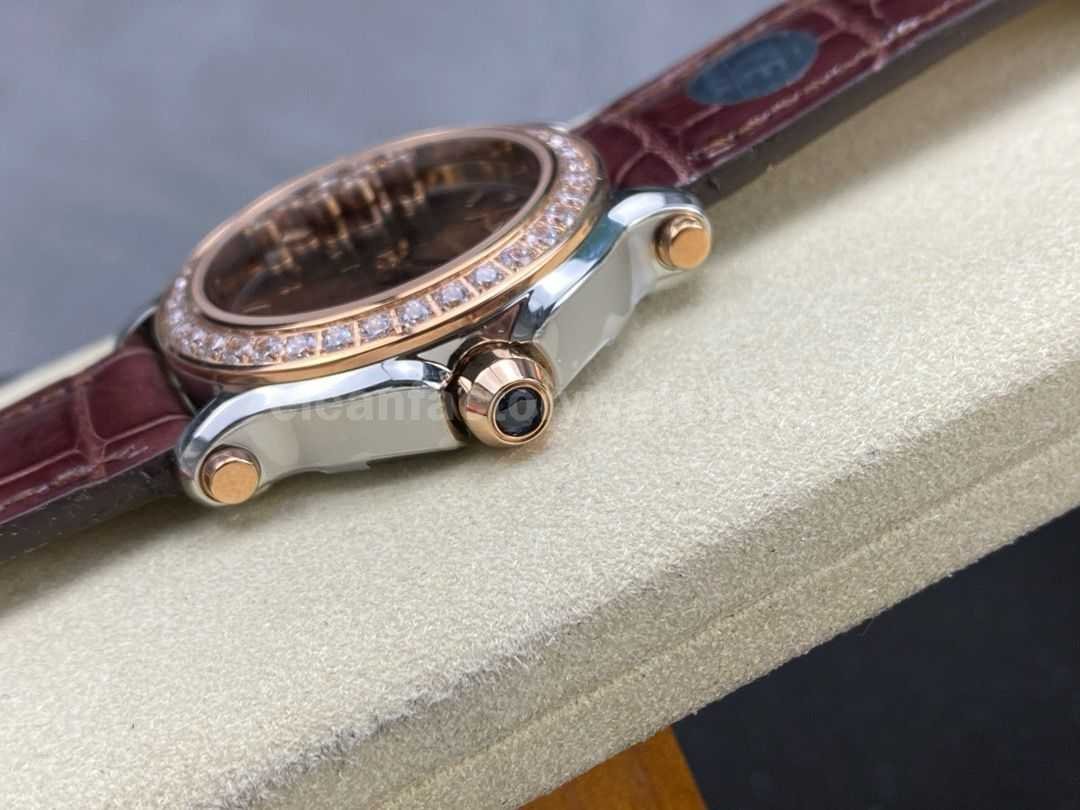 YF Factory Chopard Happy Sport 277473 5008 36mm Diamond&Rose Gold Bezel Steel Leather Strap Roman Nu (6)