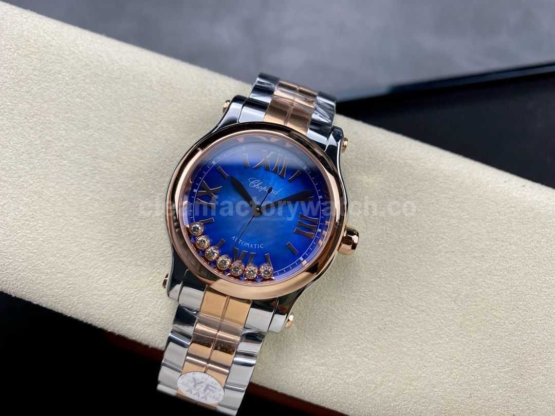 YF Factory Chopard Happy Sport 278578 6003 36mm Half Rose Gold Roman Numerals Blue Dial (1)
