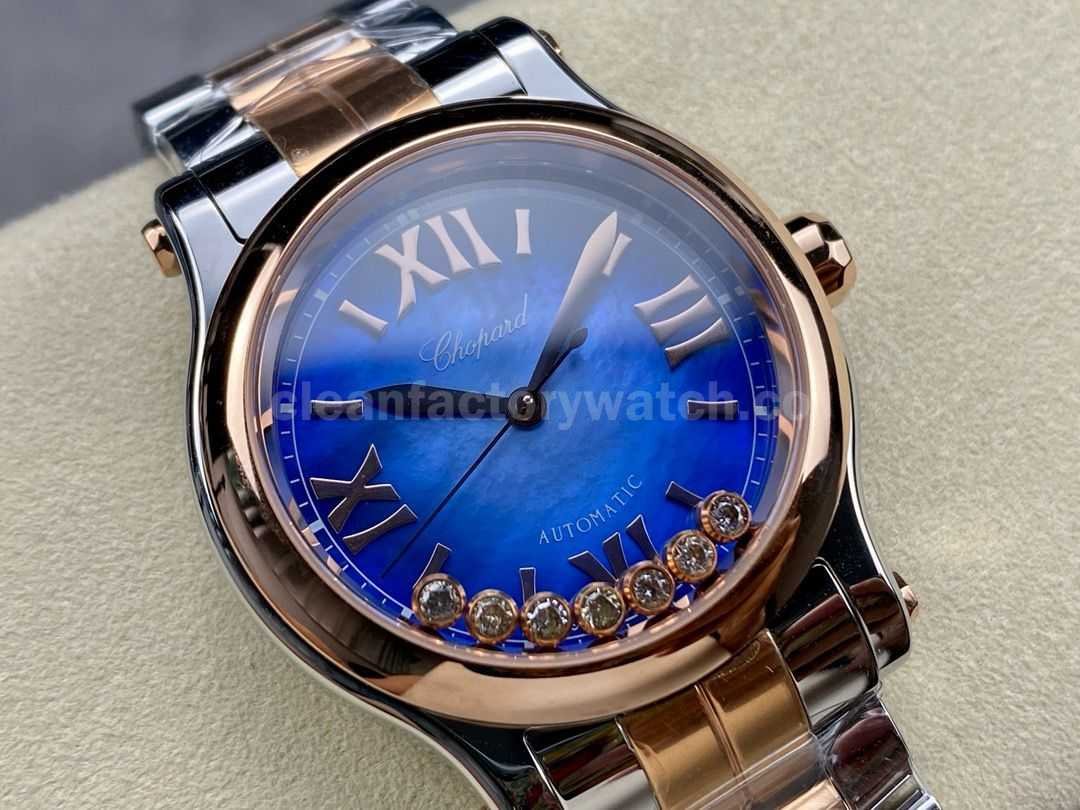 YF Factory Chopard Happy Sport 278578 6003 36mm Half Rose Gold Roman Numerals Blue Dial (2)