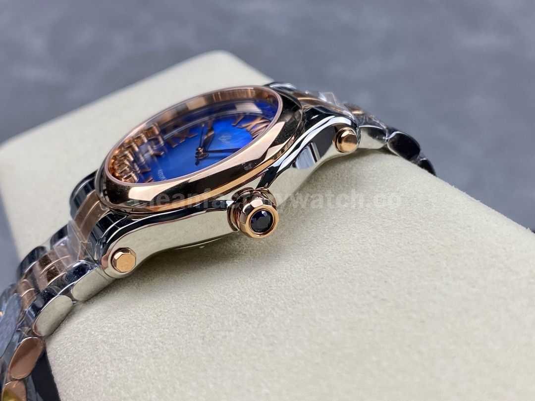 YF Factory Chopard Happy Sport 278578 6003 36mm Half Rose Gold Roman Numerals Blue Dial (5)