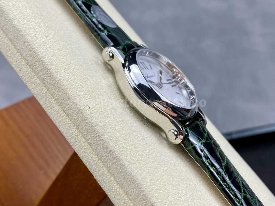 YF Factory Chopard Happy Sport 278590 3001 30mm Steel Green Leather Strap Roman Numerals White Dial (8)
