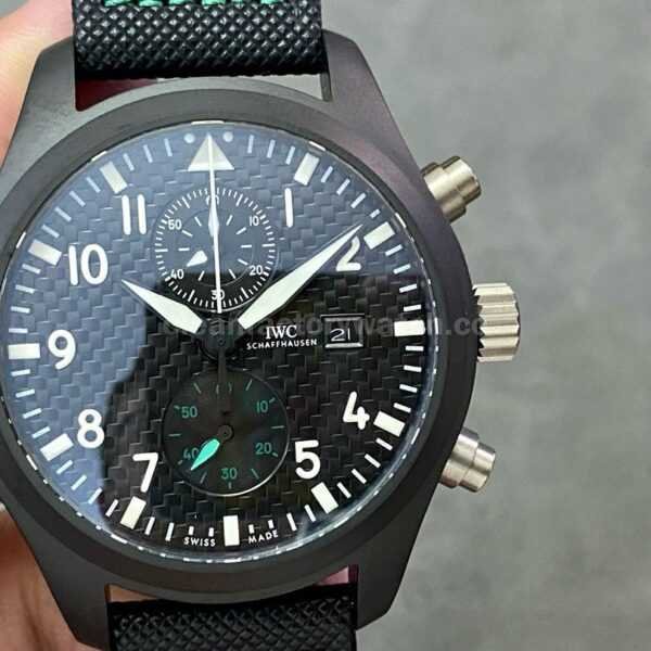 YL Factory IWC Pilot IW389005 44.5mm Ceramic Textile Strap Arabic Numerals Black Dial