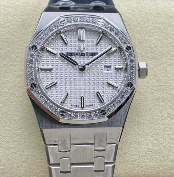 ZF Factory Audemars Piguet Royal Oak Lady 67651ST.ZZ.1261ST.01 33mm Diamond Bezel Full Steel Silver Dial