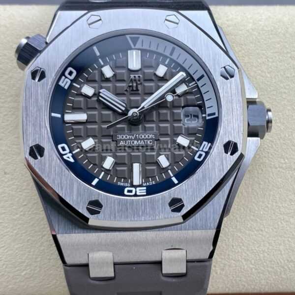 ZF Factory Audemars Piguet Royal Oak Offshore Diver 15720ST.OO.A009CA.01 42mm Steel Rubber Strap Grey Dial