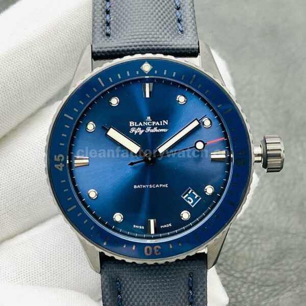 ZF Factory Blancpain Fifty Fathoms Bathyscaphe 5000-0240-052A 43mm Ceramic Textile Strap Blue Dial