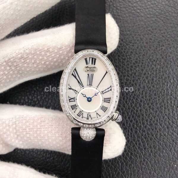 ZF Factory Breguet Reine de Naples 8928BB51944.DD0D 33 x 24.95mm Steel Leather Strap Roman Numerals Mother Of Pearl Dial