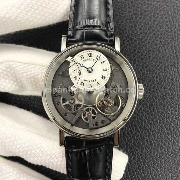 ZF Factory Breguet Tradition 7097BBG19WU 40mm White Gold Leather Strap Roman Numerals Grey Dial