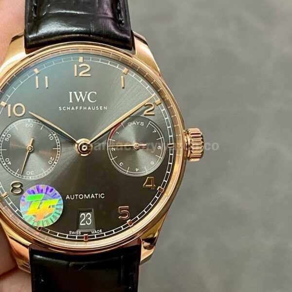 ZF Factory IWC Portuguese Automatic IW500702 42mm Rose Gold Leather Strap Silver Arabic Numerals Dial