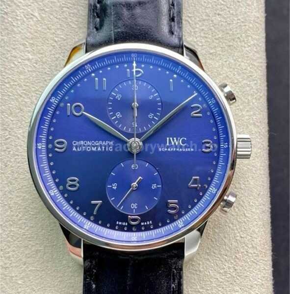 ZF Factory IWC Portuguese Chronograph IW371491 41mm Steel Leather Strap Arabic Numerals Blue Dial