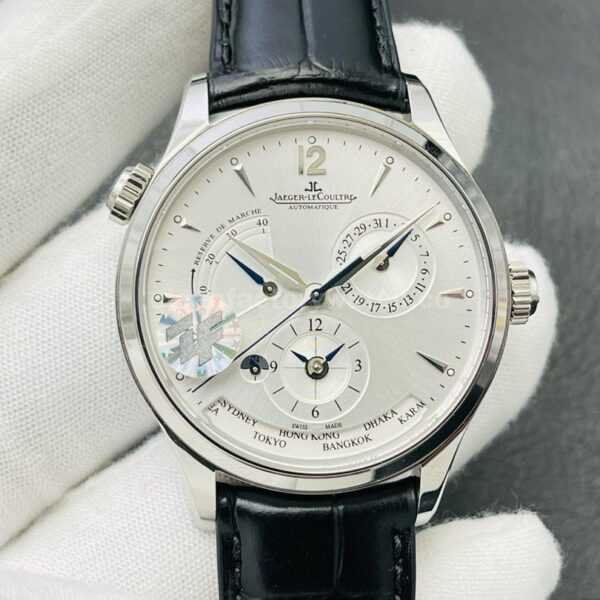 ZF Factory Jaeger-LeCoultre Master Geographic Q1428421 39mm Steel Leather Strap Silver Dial