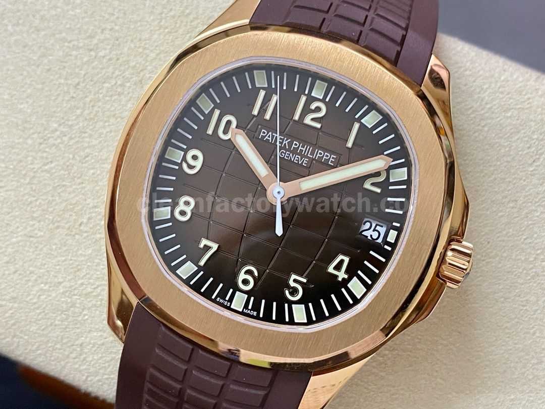 ZF Factory Patek Philippe Aquanaut 5167R 001 40mm Rose Gold Brown Rubber Strap Arabic Numerals (4)