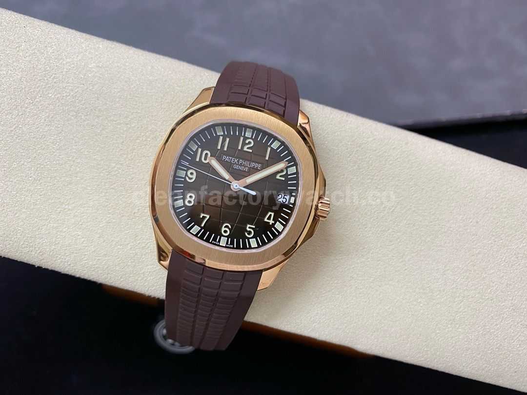 ZF Factory Patek Philippe Aquanaut 5167R 001 40mm Rose Gold Brown Rubber Strap Arabic Numerals (6)