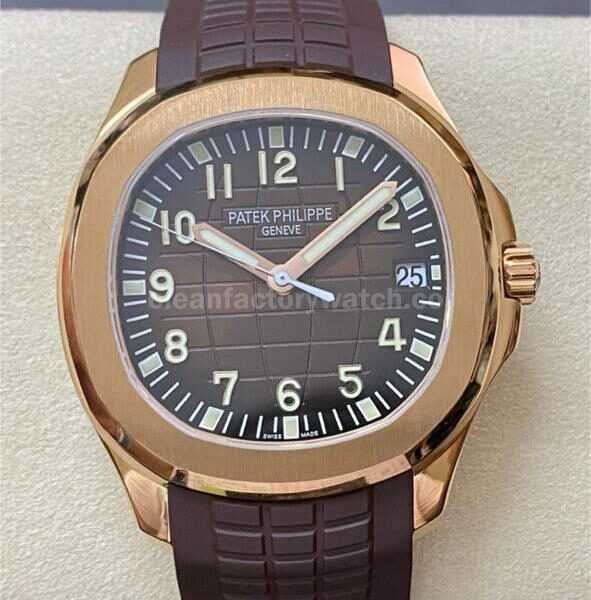 ZF Factory Patek Philippe Aquanaut 5167R-001 40mm Rose Gold Brown Rubber Strap Arabic Numerals Brown Dial
