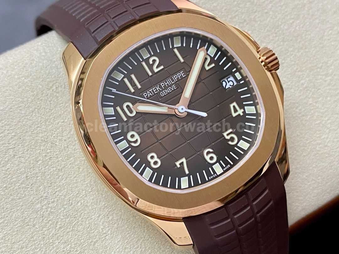 ZF Factory Patek Philippe Aquanaut 5167R 001 40mm Rose Gold Brown Rubber Strap Arabic Numerals