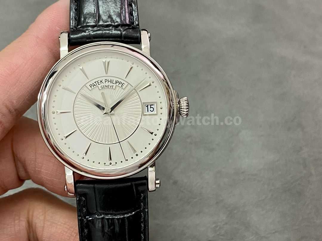ZF Factory Patek Philippe Calatrava 5153G 010 38mm White Gold Leather Strap Silver Dial (2)