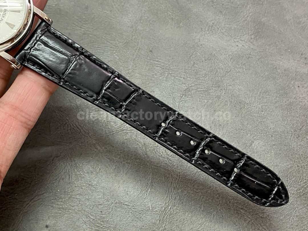ZF Factory Patek Philippe Calatrava 5153G 010 38mm White Gold Leather Strap Silver Dial (6)