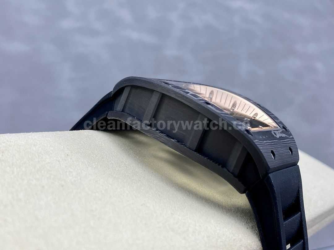 ZF Factory Richard Mille RM 055 42.7mm Carbon Fiber Black Rubber Strap Skeletonized Rose Gold Dial (1)