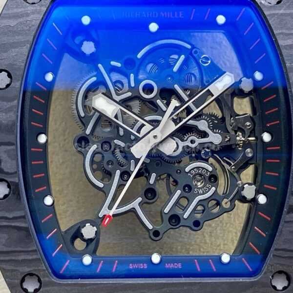 ZF Factory Richard Mille RM 055 42.7mm Titanium Black Rubber Strap Skeletonized Black Dial