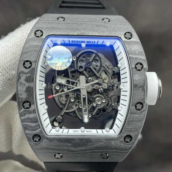 ZF Factory Richard Mille RM 055 42.7mm Titanium Black Rubber Strap Skeletonized White Dial