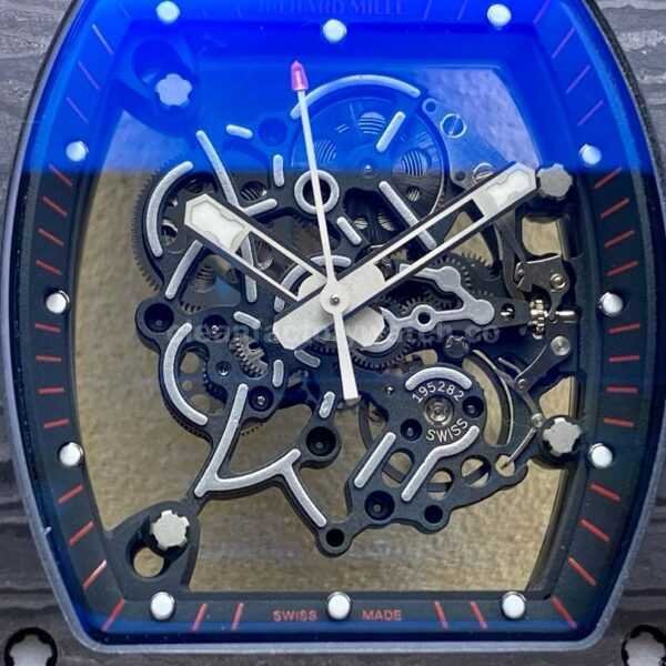 ZF Factory Richard Mille RM 055 42.7mm Titanium Red Rubber Strap Skeletonized Black Dial